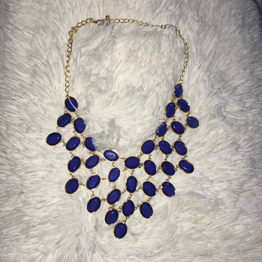 Royal Blue Gold Layered Necklace 10$